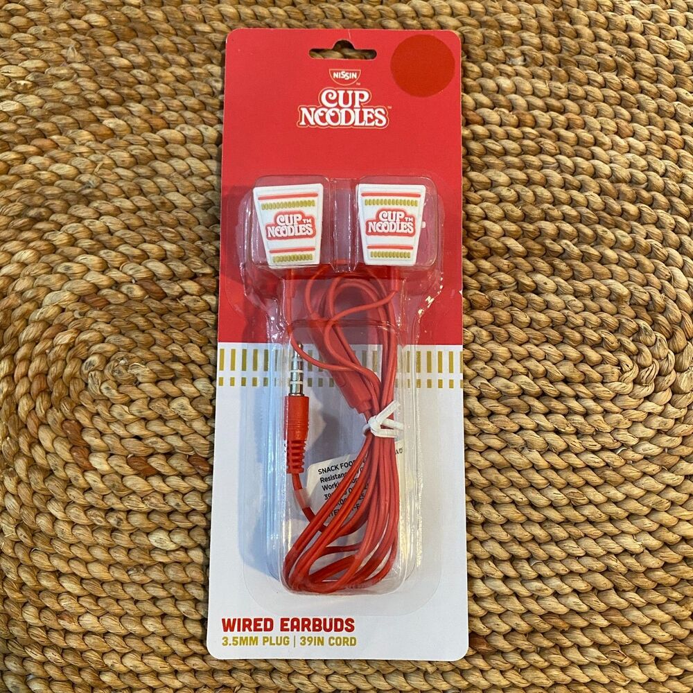 Nissin Cup Noodles Wired Earbuds 3.5mm Plug 39in Cord New Sealed